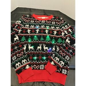 Ugly Christmas Sweater Women's  Size Small Reindeer Snowflake Tree Lights Up